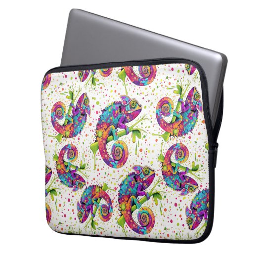 Chameleon Paint Stains Wasserfarbe Stil Laptopschutzhülle (Vorderseite Links)