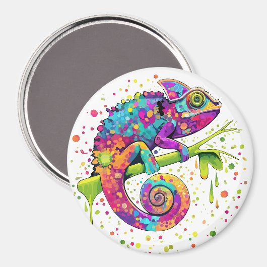 Chameleon Paint Stains Wasserfarbe Stil Magnet (Vorderseite/Rückseite)