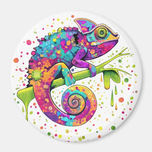 Chameleon Paint Stains Wasserfarbe Stil Magnet (Vorne)