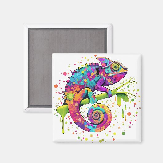 Chameleon Paint Stains Wasserfarbe Stil Magnet (Vorderseite/Rückseite)