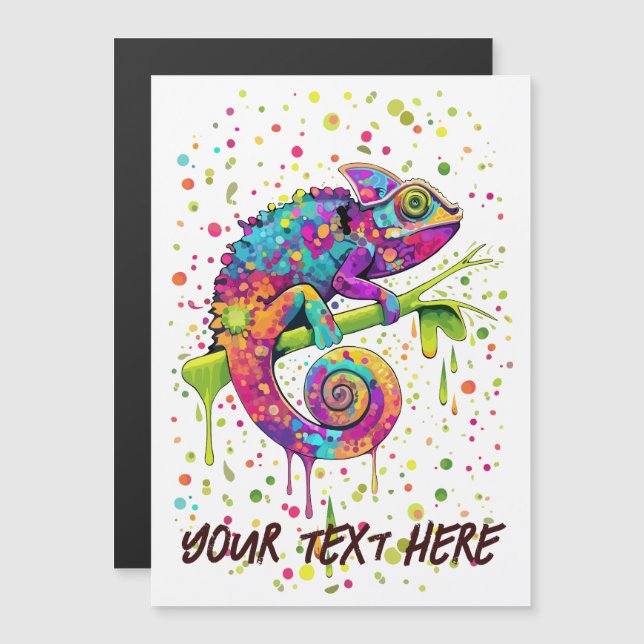 Chameleon Paint Stains Wasserfarbe Stil Magnetkarte (Vorne/Hinten)