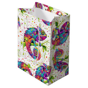 Chameleon Paint Stains Wasserfarbe Stil Mittlere Geschenktüte