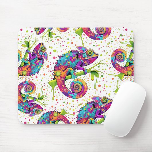 Chameleon Paint Stains Wasserfarbe Stil Mousepad (Mit Mouse)