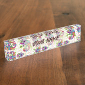 Chameleon Paint Stains Wasserfarbe Stil Namensplakette (Seite)