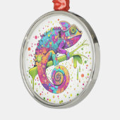 Chameleon Paint Stains Wasserfarbe Stil Ornament Aus Metall (Links)