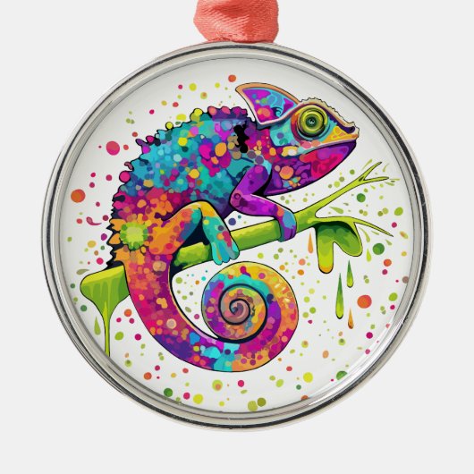 Chameleon Paint Stains Wasserfarbe Stil Ornament Aus Metall (Vorne)
