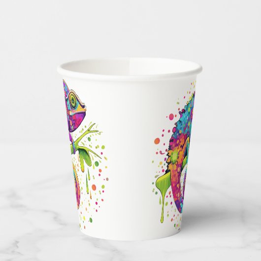 Chameleon Paint Stains Wasserfarbe Stil Pappbecher (Links)