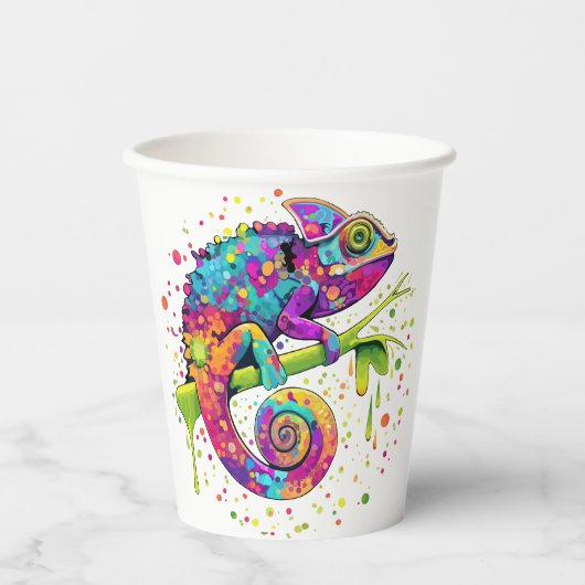 Chameleon Paint Stains Wasserfarbe Stil Pappbecher (Vorderseite)