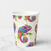 Chameleon Paint Stains Wasserfarbe Stil Pappbecher (Rückseite)