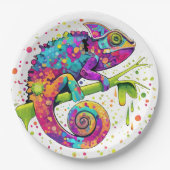 Chameleon Paint Stains Wasserfarbe Stil Pappteller (Vorderseite)