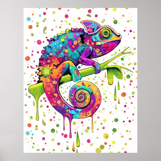 Chameleon Paint Stains Wasserfarbe Stil Poster (Vorne)