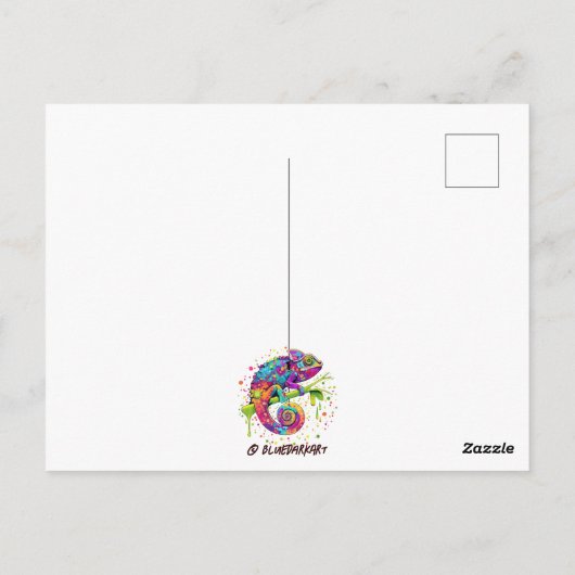 Chameleon Paint Stains Wasserfarbe Stil Postkarte (Rückseite)