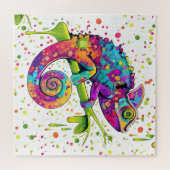 Chameleon Paint Stains Wasserfarbe Stil Puzzle (Horizontal)