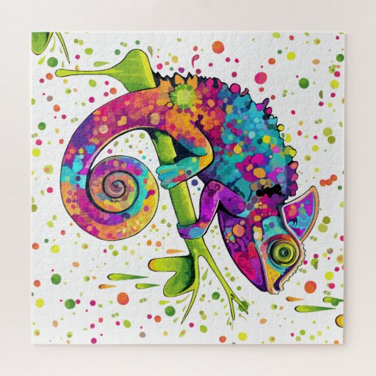Chameleon Paint Stains Wasserfarbe Stil Puzzle (Horizontal)