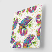 Chameleon Paint Stains Wasserfarbe Stil Quadratische Wanduhr (Winkel)