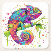 Chameleon Paint Stains Wasserfarbe Stil Rechteckiger Pappuntersetzer (Vorderseite)