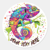Chameleon Paint Stains Wasserfarbe Stil Runder Aufkleber (Vorderseite)