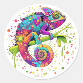 Chameleon Paint Stains Wasserfarbe Stil Runder Aufkleber (Vorderseite)