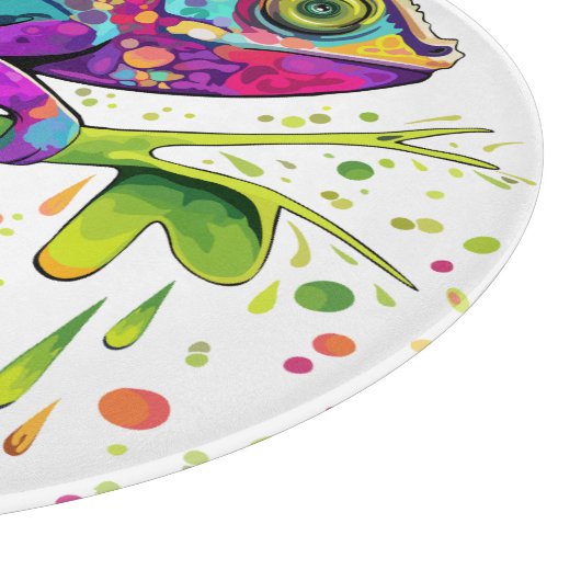 Chameleon Paint Stains Wasserfarbe Stil Schneidebrett (Ecke)
