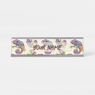 Chameleon Paint Stains Wasserfarbe Stil Schreibtischnamensplakette