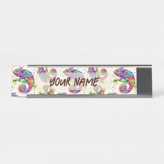 Chameleon Paint Stains Wasserfarbe Stil Schreibtischnamensplakette (Vorderseite )
