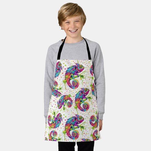 Chameleon Paint Stains Wasserfarbe Stil Schürze (Getragen)