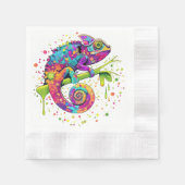 Chameleon Paint Stains Wasserfarbe Stil Serviette (Vorderseite)