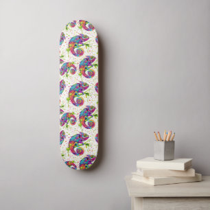 Chameleon Paint Stains Wasserfarbe Stil Skateboard