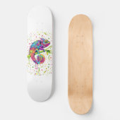 Chameleon Paint Stains Wasserfarbe Stil Skateboard (Vorderseite)