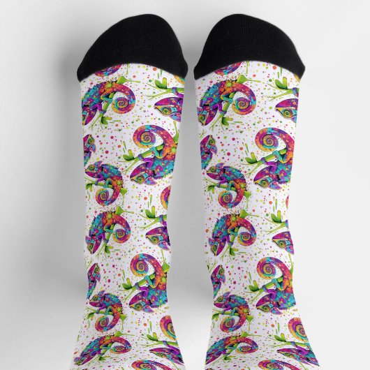 Chameleon Paint Stains Wasserfarbe Stil Socken (Oben)