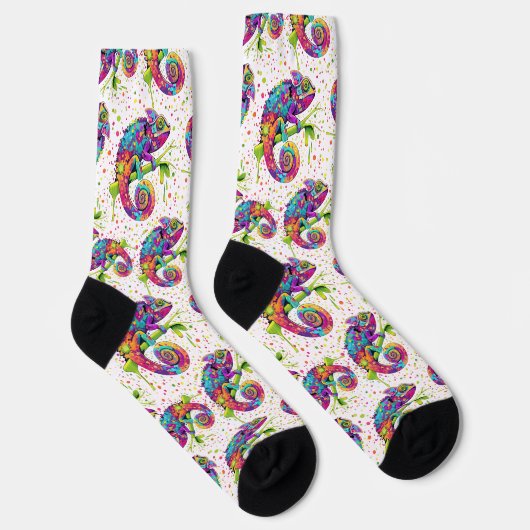 Chameleon Paint Stains Wasserfarbe Stil Socken (Rechts)