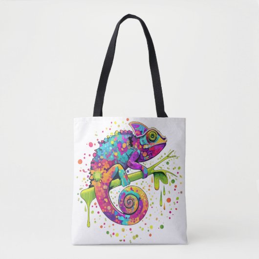 Chameleon Paint Stains Wasserfarbe Stil Tasche (Vorderseite)