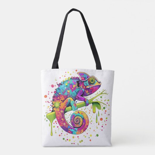 Chameleon Paint Stains Wasserfarbe Stil Tasche (Rückseite)