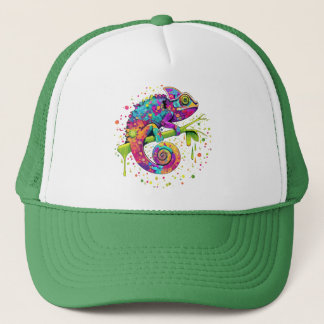 Chameleon Paint Stains Wasserfarbe Stil Truckerkappe