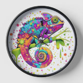 Chameleon Paint Stains Wasserfarbe Stil Uhr (Vorderseite)