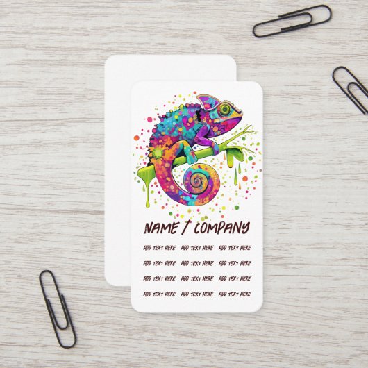 Chameleon Paint Stains Wasserfarbe Stil Visitenkarte (Vorderseite/Rückseite Beispiel)