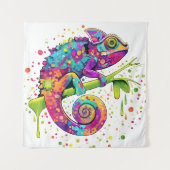 Chameleon Paint Stains Wasserfarbe Stil Wandteppich (Vorderseite)