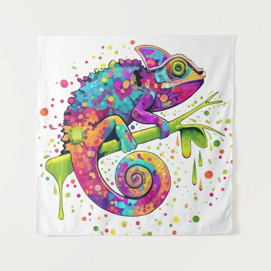 Chameleon Paint Stains Wasserfarbe Stil Wandteppich (Vorderseite)
