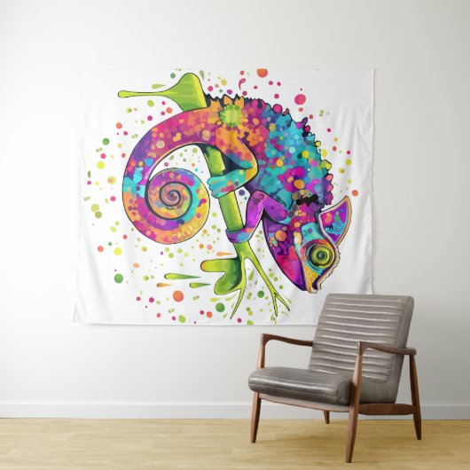 Chameleon Paint Stains Wasserfarbe Stil Wandteppich (Beispiel (Horizontal))