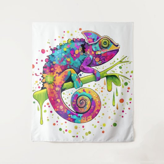 Chameleon Paint Stains Wasserfarbe Stil Wandteppich (Vorderseite)