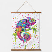 Chameleon Paint Stains Wasserfarbe Stil Wandteppich Mit Holzrahmen (Vorderseite)