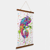 Chameleon Paint Stains Wasserfarbe Stil Wandteppich Mit Holzrahmen (Gewinkelt)