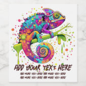 Chameleon Paint Stains Wasserfarbe Stil Weinetikett (Einzelnes Label)
