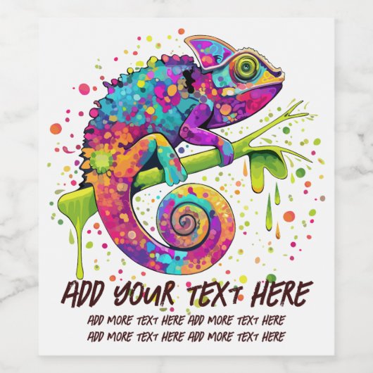 Chameleon Paint Stains Wasserfarbe Stil Weinetikett (Einzelnes Label)
