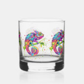 Chameleon Paint Stains Wasserfarbe Stil Whiskyglas (Rückseite)