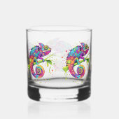 Chameleon Paint Stains Wasserfarbe Stil Whiskyglas (Rechts)