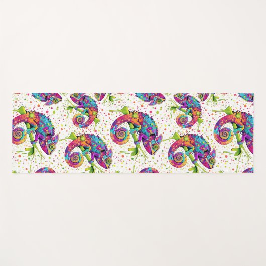 Chameleon Paint Stains Wasserfarbe Stil Yogamatte (Vorderseite (Horizontal))