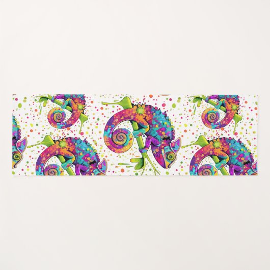 Chameleon Paint Stains Wasserfarbe Stil Yogamatte (Vorderseite (Horizontal))