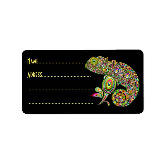 Chameleon Psychedelic Fantasy Adressaufkleber (Vorne)