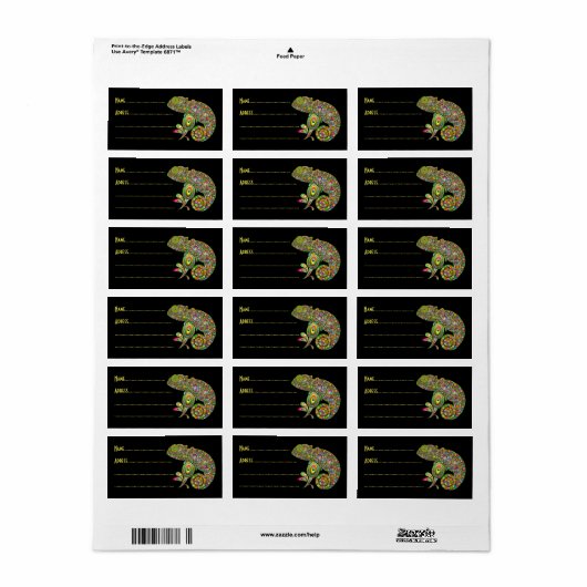 Chameleon Psychedelic Fantasy Adressaufkleber (Vorne)